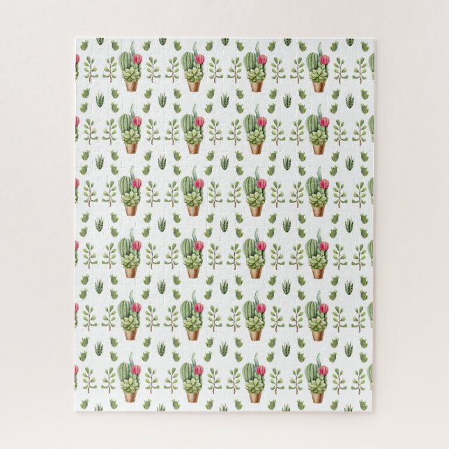 Cactus Cacti Succulents Pattern | Jigsaw Puzzle (Vertical)