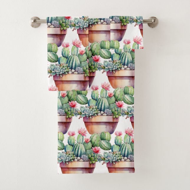 Cactus Cacti Succulents Towel Set (Insitu)