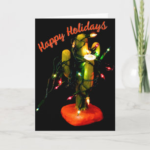 Cactus Candle Wrapped in Christmas Lights Card