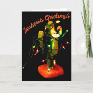 Cactus Candle Wrapped in Christmas Lights Card