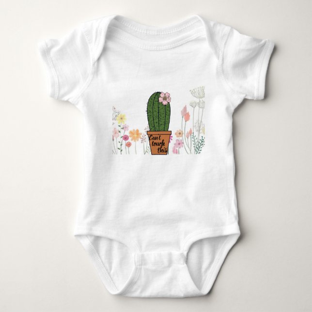 cactus-can't touch this- baby bodysuit (Front)