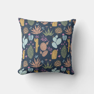 Cactus Charm: Colourful Vintage Floral Cushion