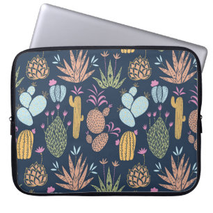 Cactus Charm: Colourful Vintage Floral Laptop Sleeve