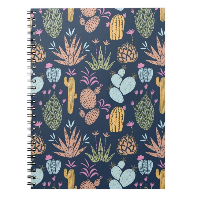 Cactus Charm: Colourful Vintage Floral Notebook (Front)