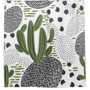 Cactus Charm: Vintage Plant Patterns Shower Curtain