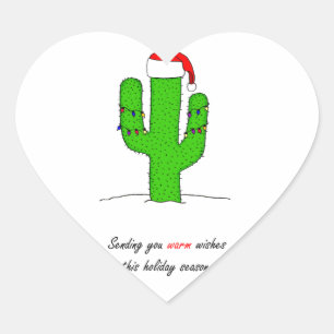 Cactus Christmas Heart Sticker