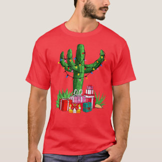 Cactus Christmas Lights Tree Succulent Lover Plant T-Shirt