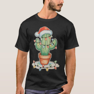 Cactus Christmas Lights Xmas Funny Holiday Family T-Shirt