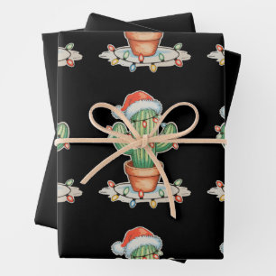 Cactus Christmas Lights Xmas Funny Holiday Family Wrapping Paper Sheet