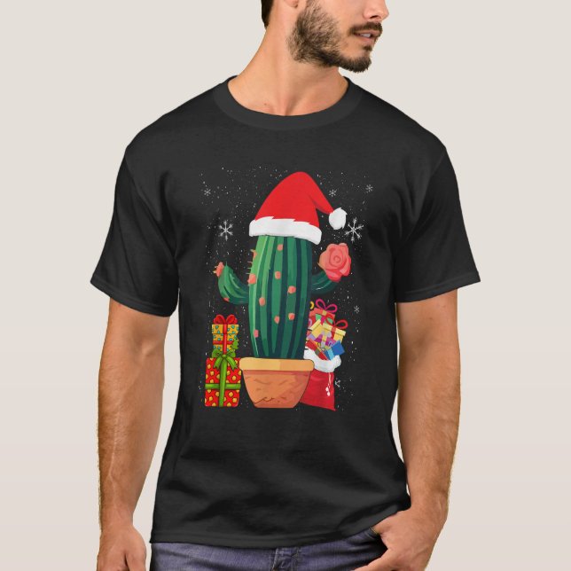 Cactus Christmas Sweater Lights Santa Xmas Plant L (Front)