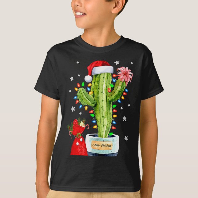 Cactus Christmas Sweater Lights Santa Xmas Plant L (Front)