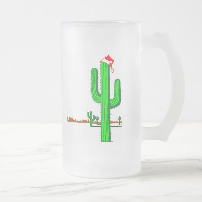 Cactus Christmas Tree - Frosted Glass Mug (Right)