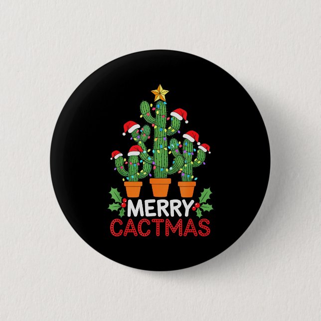 Cactus Christmas Tree Funny Merry Cactmas Cactus M 6 Cm Round Badge (Front)