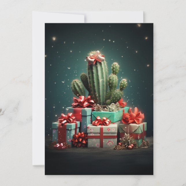 Cactus Christmas Tree Holiday Card (Front)