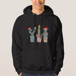 Cactus Christmas Tree Lights Cactus Lovers Hand dr Hoodie