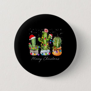 Cactus Christmas Xmas Trees Lights Santa Hat Cactu 6 Cm Round Badge