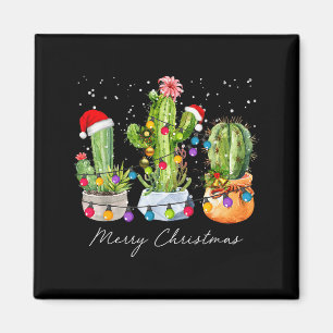 Cactus Christmas Xmas Trees Lights Santa Hat Cactu Magnet