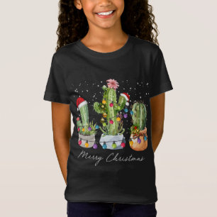Cactus Christmas Xmas Trees Lights Santa Hat Cactu T-Shirt
