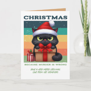 Cactus Cocoa Funny Cat Retro Christmas Photo Holiday Card