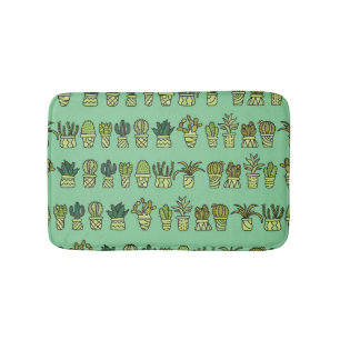 Cactus Collection: Hand-Drawn Doodle Set. Bath Mat