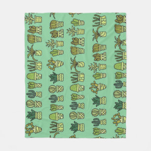 Cactus Collection: Hand-Drawn Doodle Set. Fleece Blanket