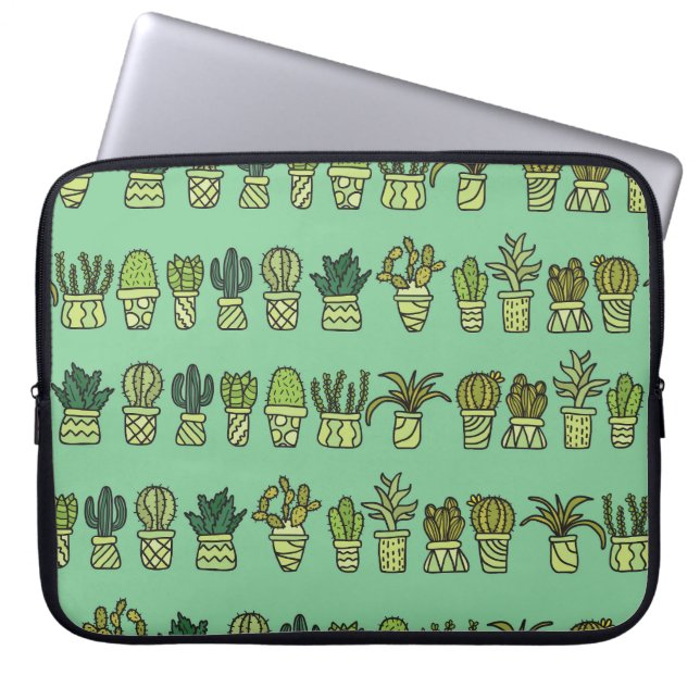 Cactus Collection: Hand-Drawn Doodle Set. Laptop Sleeve (Front)