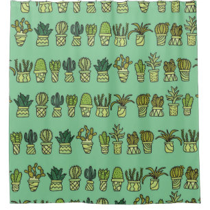 Cactus Collection: Hand-Drawn Doodle Set. Shower Curtain