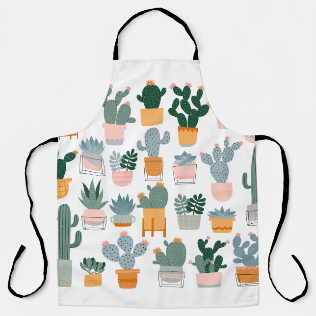 Cactus Collection in Pots Design Apron (Front)