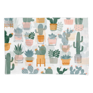 Cactus Collection in Pots Design Pillowcase
