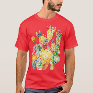 Cactus colourful flowers Watercolor Painting T-Shirt