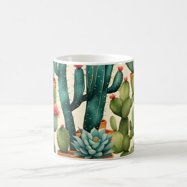 Cactus Colourful Watercolor art  Coffee Mug (Center)