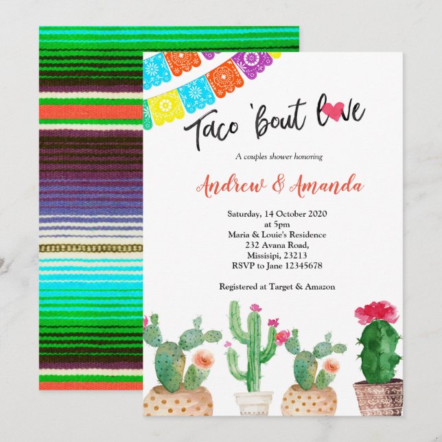 Cactus Couples Wedding Shower Invitation (Front/Back)