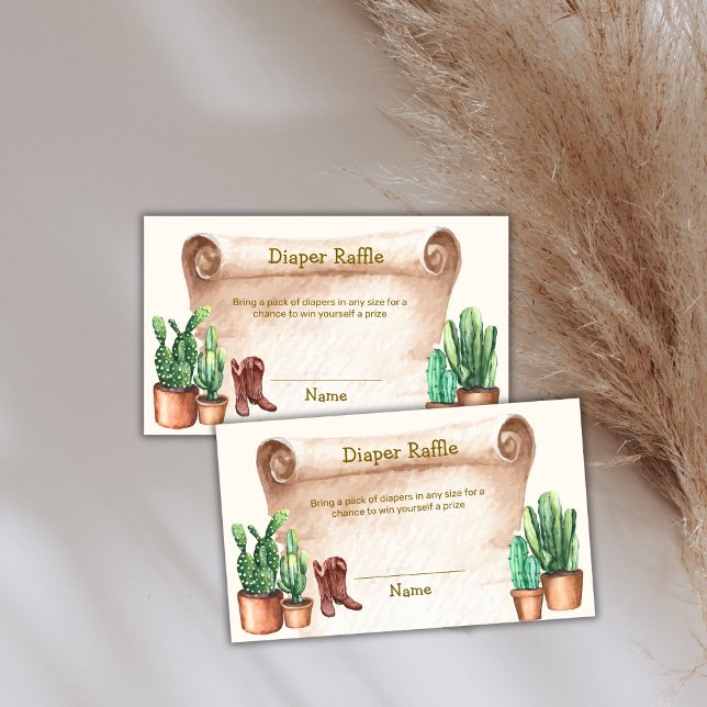 Cactus Cowboy Boots Diaper Raffle Baby Shower  Enclosure Card (Cactus Cowboy Boots Diaper Raffle Baby Shower Enclosure Card)