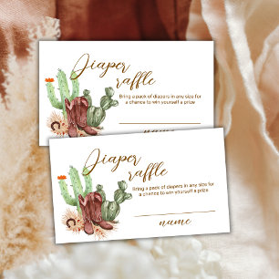 Cactus Cowboy Shoes Diaper Raffle Baby Shower Enclosure Card