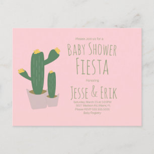 Cactus Cupcakes Pink Baby Shower  Invitation Postcard