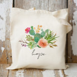 Cactus,Custom Name Wedding|Personalised Braidsmaid Tote Bag<br><div class="desc">Check out 400 popular styles of wedding tote bags from the "Wedding Tote Bags" collection of our shop! Click “Edit Design” will allow you to customise further. You can change the font size, font colour and more! wedding tote bags, tote bags wedding, rustic tote bags, modern tote bags, name, personalised...</div>