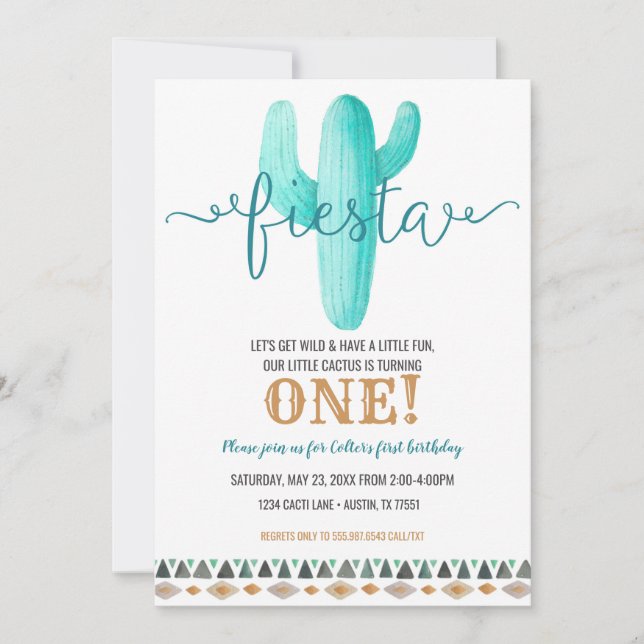 Cactus Customised Birthday Baby Shower Fiesta Invitation (Front)