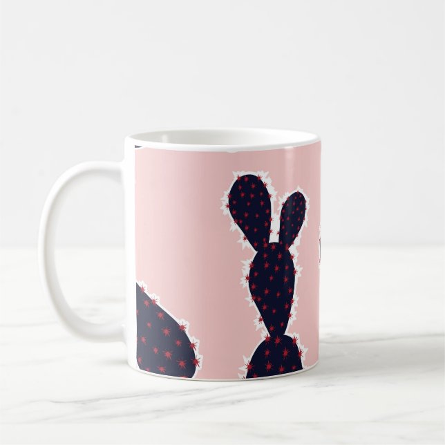 Cactus Cuteness: Sweet Pastel Patterns Coffee Mug (Left)