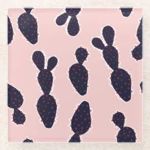 Cactus Cuteness: Sweet Pastel Patterns Glass Coaster