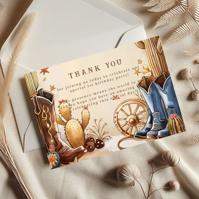 Cactus Desert 1st Rodeo Party Thank You Card (Creator Uploaded)