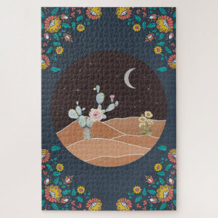 Cactus Desert And Flowers Jigsaw Puzzle
