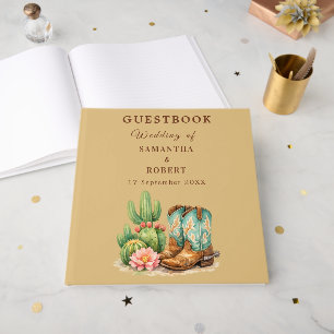 Cactus Desert Arizona Cacti Cowboy Wedding  Guest Book