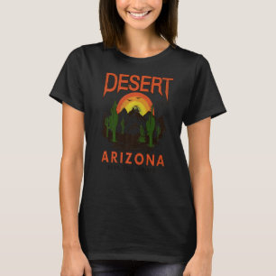 Cactus Desert Arizona Feel The Sunset Retro Rainbo T-Shirt