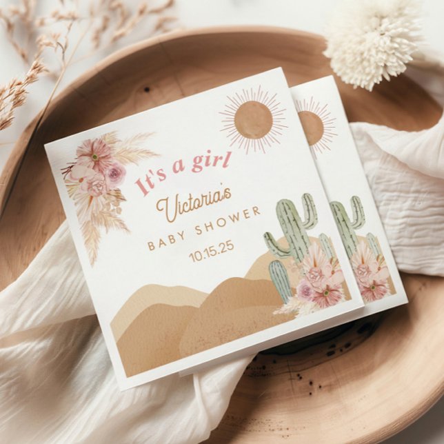 Cactus Desert, Arizona Girl Baby Shower Bohemian Napkin (Creator Uploaded)