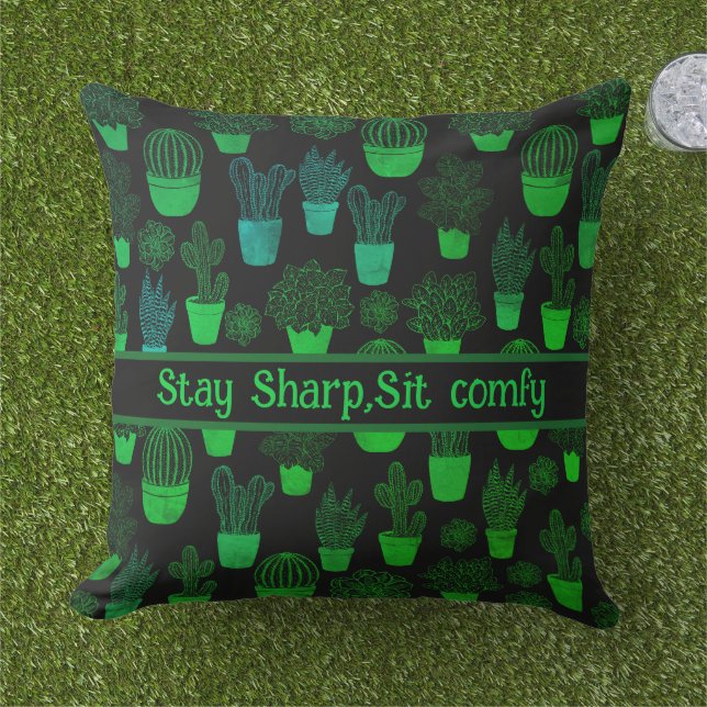 Cactus desert cacti Plant modern Pattern Cushion (Grass)