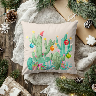 Cactus Desert Holiday Christmas Southwest Decor Cushion