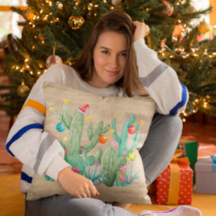 Cactus Desert Holiday Christmas Southwest Western Cushion