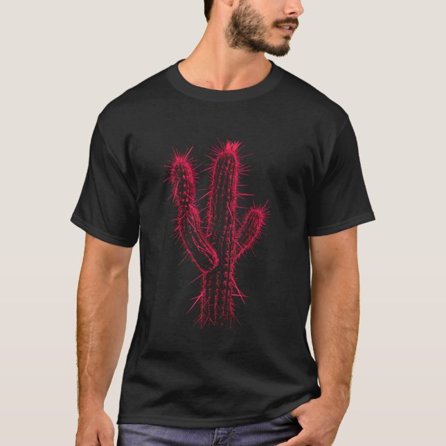 Cactus Desert Plant Spikes Sharp Cacti Lover Illus T-Shirt (Front)