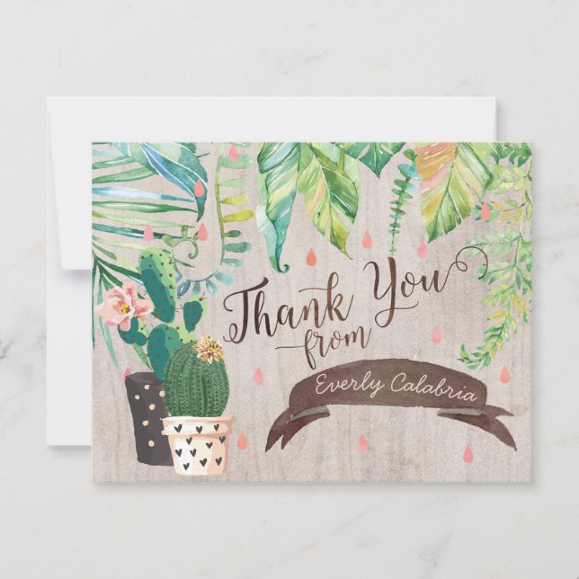 Cactus Desert Shower Thank You Cards (Front)