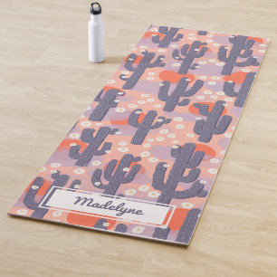 Cactus Desert Sun Botanical Floral Personalised Yoga Mat